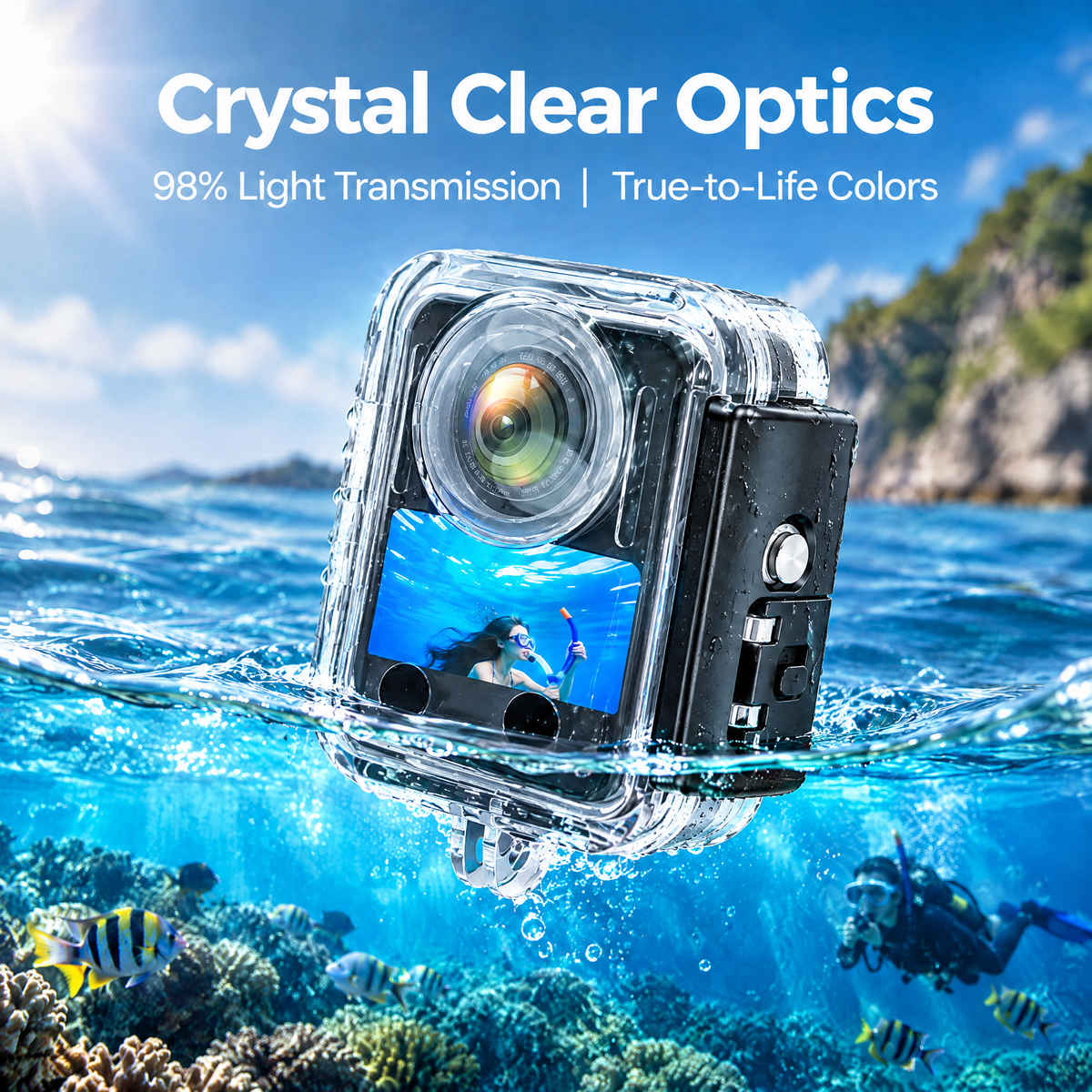 60m Waterproof Case Cover for DJI Osmo Action / Osmo 360 Camera – High-Transmittance Underwater Housing Case