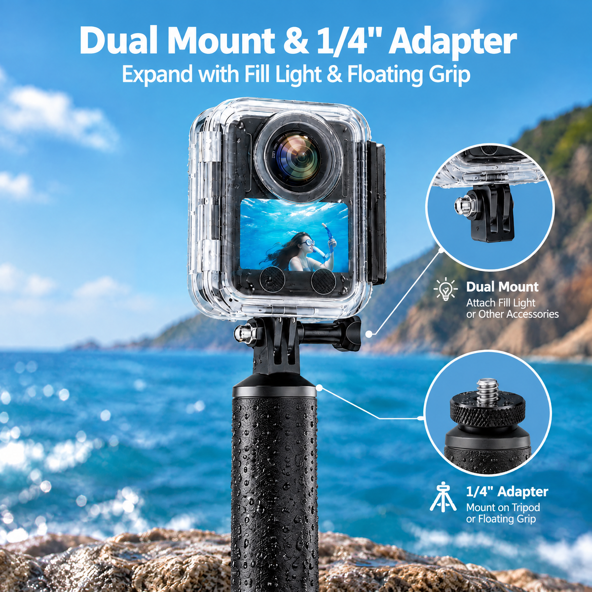 60m Waterproof Case Cover for DJI Osmo Action / Osmo 360 Camera – High-Transmittance Underwater Housing Case