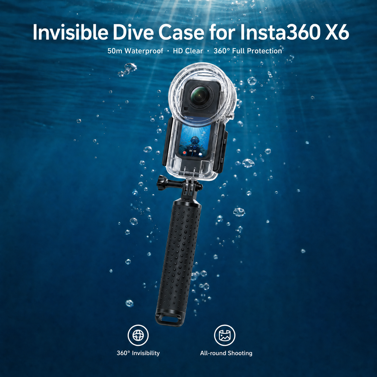 xkodak SF Invisible Dive Case for Insta 360 X6 (50m/164ft)