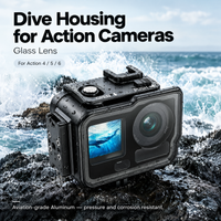 xkodak 60m/196ft Aluminum Alloy Waterproof Housing Case for DJI Osmo Action 4/5/6 with Optical Glass Lens & Cold Shoe