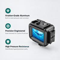 xkodak 60m/196ft Aluminum Alloy Waterproof Housing Case for DJI Osmo Action 4/5/6 with Optical Glass Lens & Cold Shoe
